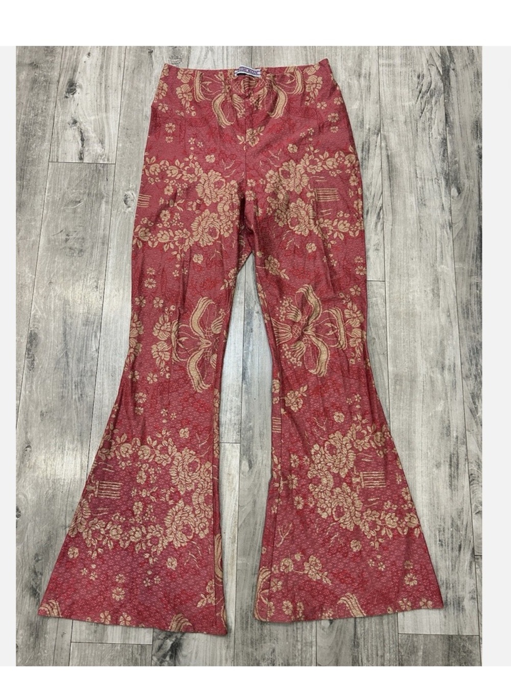 Kimchi blue Vintage-Inspired Red Floral Flared Pants